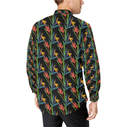 Heliconia Pattern Print Design HL04 Men's Long Sleeve Shirt