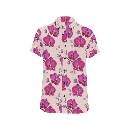 Orchid Pattern Print Design A02 Men's Short Sleeve Button Up Shirt