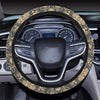 Damask Elegant Luxury Print Pattern Steering Wheel Cover with Elastic Edge
