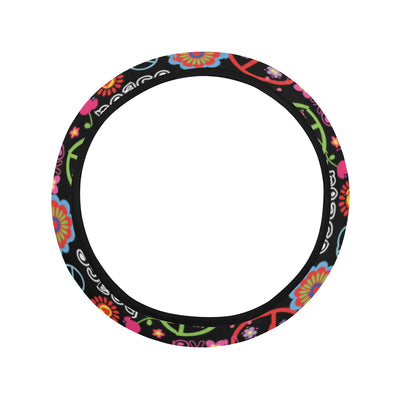 Peace Sign Colorful Design Print Steering Wheel Cover with Elastic Edge