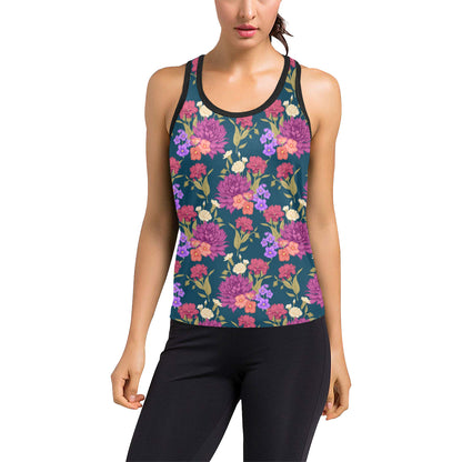 Dahlia Pattern Print Design DH01 Women's Racerback Tank Top
