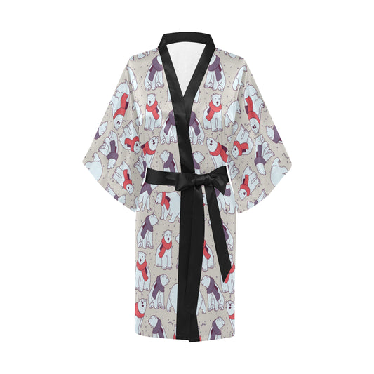 Polar Bear Pattern Print Design PB04 Women Kimono Robe