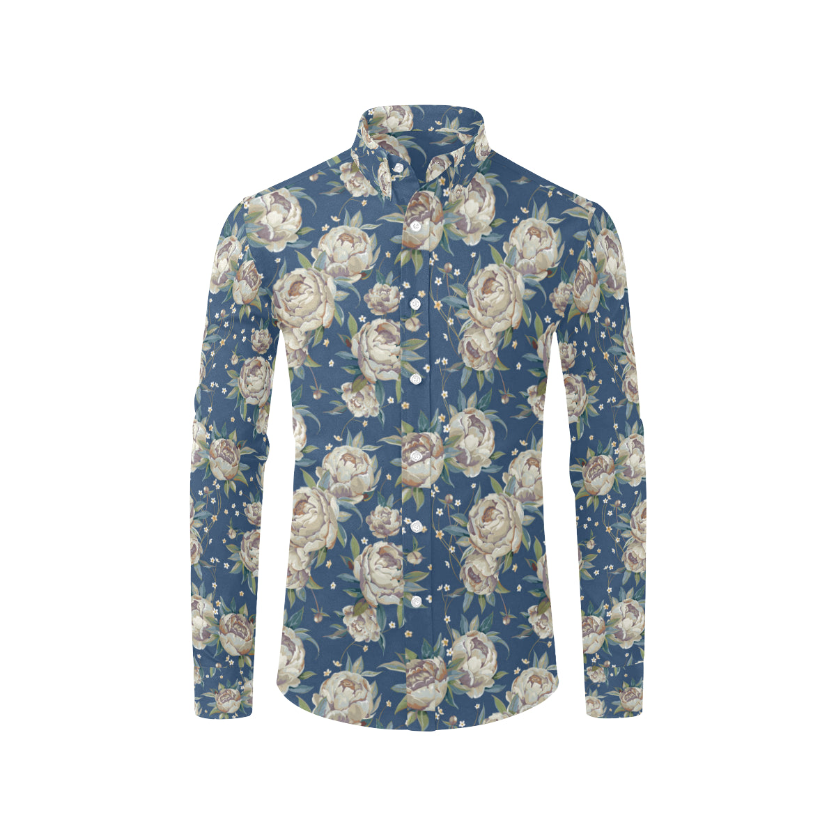 Peony Pattern Print Design A03 Men's Long Sleeve Shirt