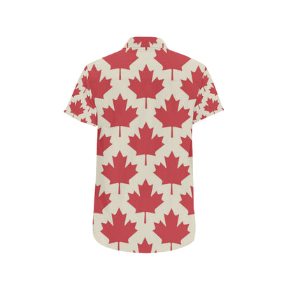 Maple Leaf Pattern Print Design 03 Men's Short Sleeve Button Up Shirt