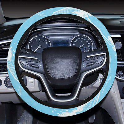 Ocean Wave Pattern Print Design A01 Steering Wheel Cover with Elastic Edge