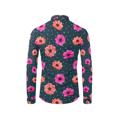 Anemone Pattern Print Design AM08 Men's Long Sleeve Shirt