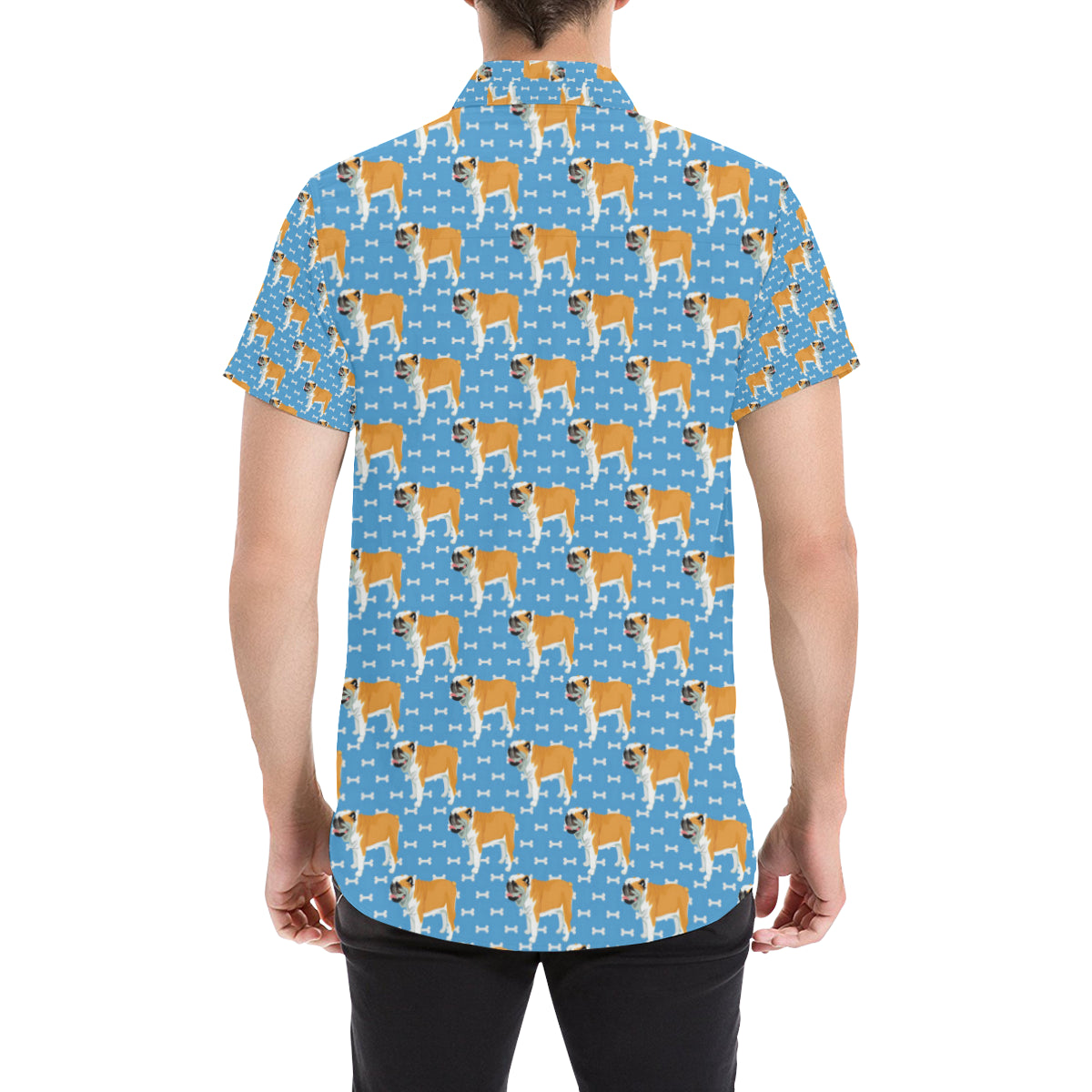 Bulldogs Pattern Print Design 06 Men's Short Sleeve Button Up Shirt