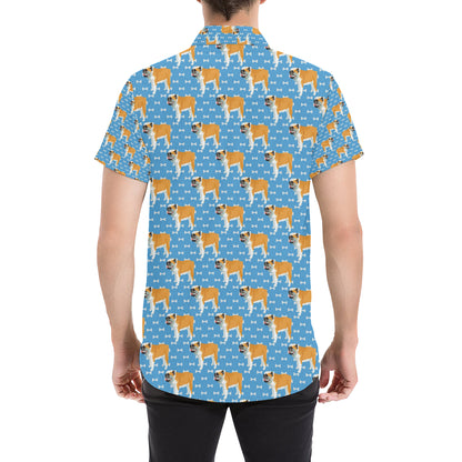 Bulldogs Pattern Print Design 06 Men's Short Sleeve Button Up Shirt