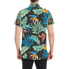 Tropical Palm Leaves Hawaiian Flower Men's Short Sleeve Button Up Shirt