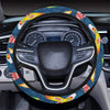 Surfboard Pattern Print Steering Wheel Cover with Elastic Edge