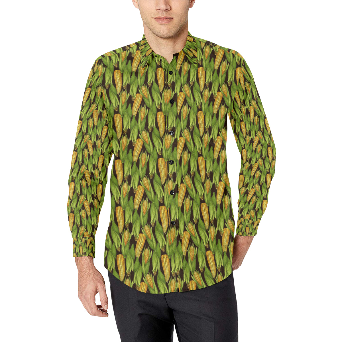 Agricultural Corn cob Print Men's Long Sleeve Shirt