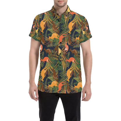 Kangaroos Pattern Print Design 07 Men's Short Sleeve Button Up Shirt
