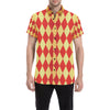 Harlequin Pattern Print Design 03 Men's Short Sleeve Button Up Shirt