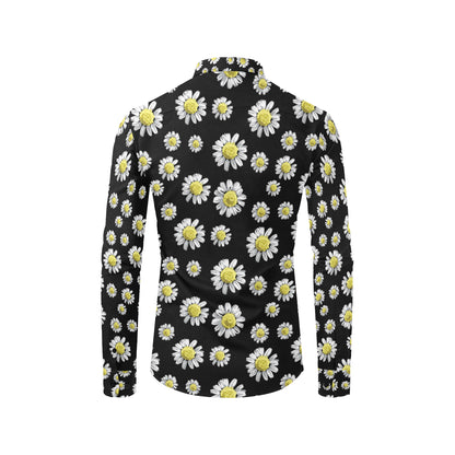 Daisy Pattern Print Design DS01 Men's Long Sleeve Shirt