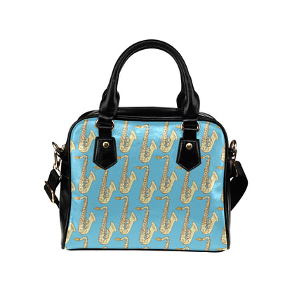 Saxophone Pattern Print Design 03 Shoulder Handbag
