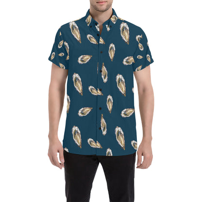 Oyster Pattern Print Design 03 Men's Short Sleeve Button Up Shirt