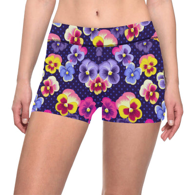 Pansy Pattern Print Design PS04 Yoga Shorts