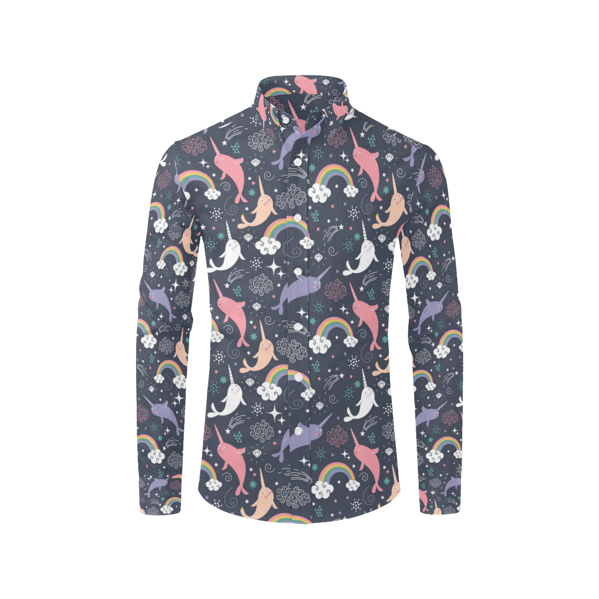 Narwhal Pattern Print Design 01 Men's Long Sleeve Shirt