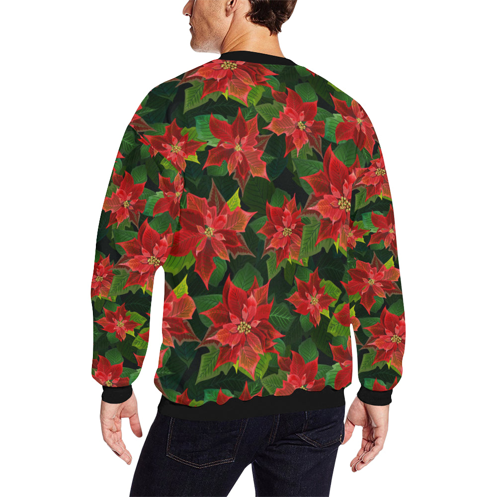 Poinsettia Pattern Print Design POT04 Men Long Sleeve Sweatshirt