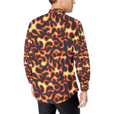 Flame Fire Themed Print Men's Long Sleeve Shirt