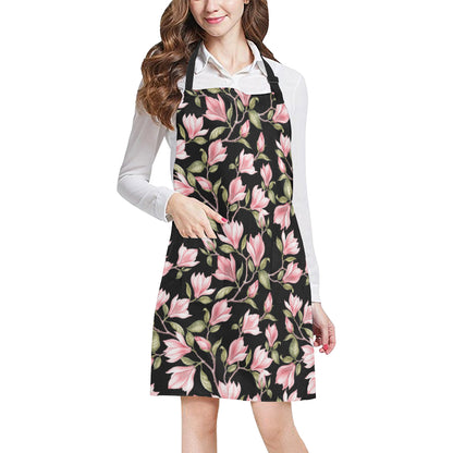 Magnolia Pattern Print Design MAG03 Apron with Pocket