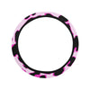 Pink Leopard Print Steering Wheel Cover with Elastic Edge