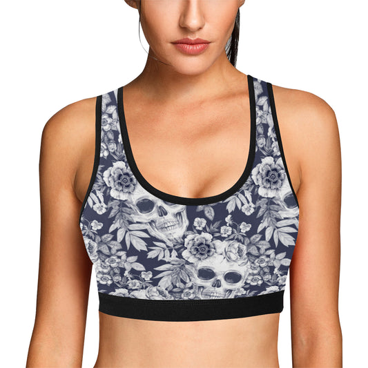 Skull Floral Beautiful Sports Bra