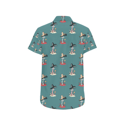 Mushroom Pattern Print Design A04 Men's Short Sleeve Button Up Shirt