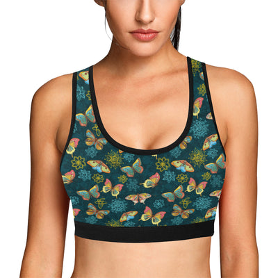 Butterfly Hand Draw Print Pattern Sports Bra