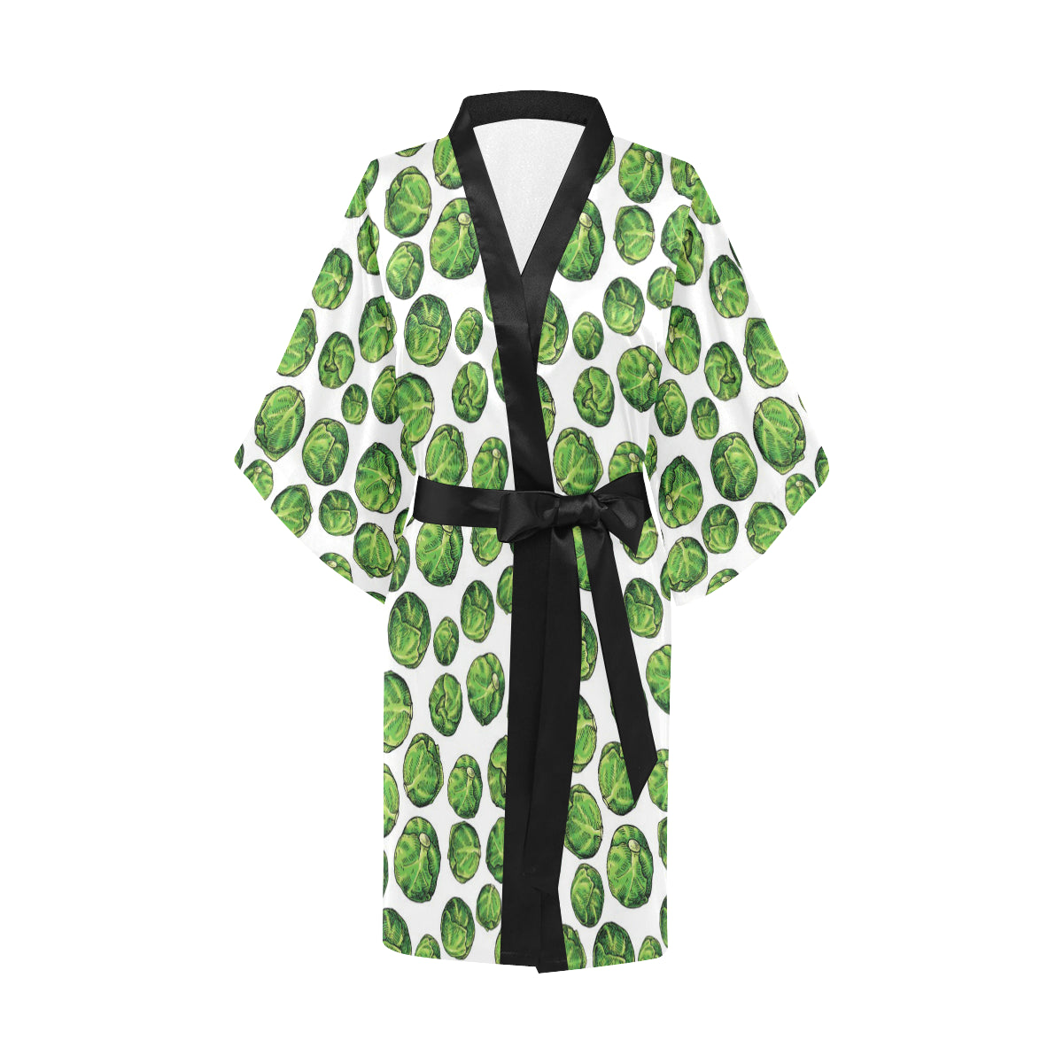 Brussels Sprouts Pattern Print Design 02 Women's Short Kimono
