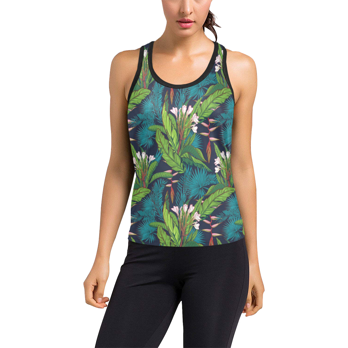 Rainforest Pattern Print Design RF01 Women's Racerback Tank Top