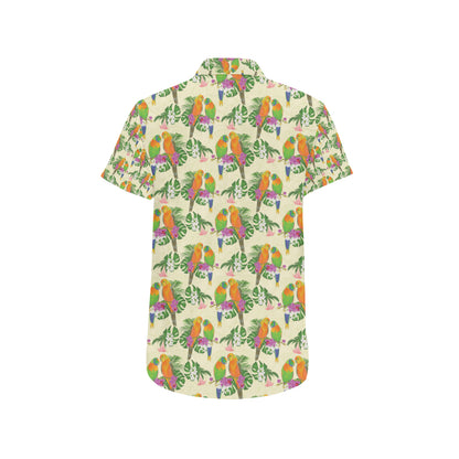 Conures Pattern Print Design 02 Men's Short Sleeve Button Up Shirt