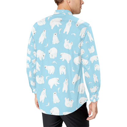 Polar Bear Pattern Print Design PB01 Men's Long Sleeve Shirt