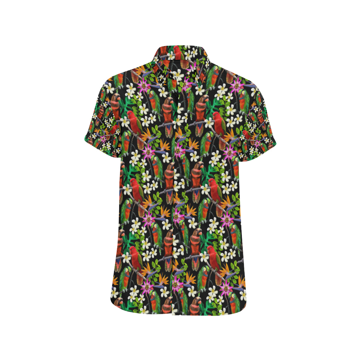 Parrot Design Print Men's Short Sleeve Button Up Shirt