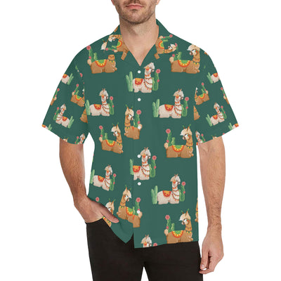 Llama Cactus Pattern Print Design 07 Men's Hawaiian Shirt