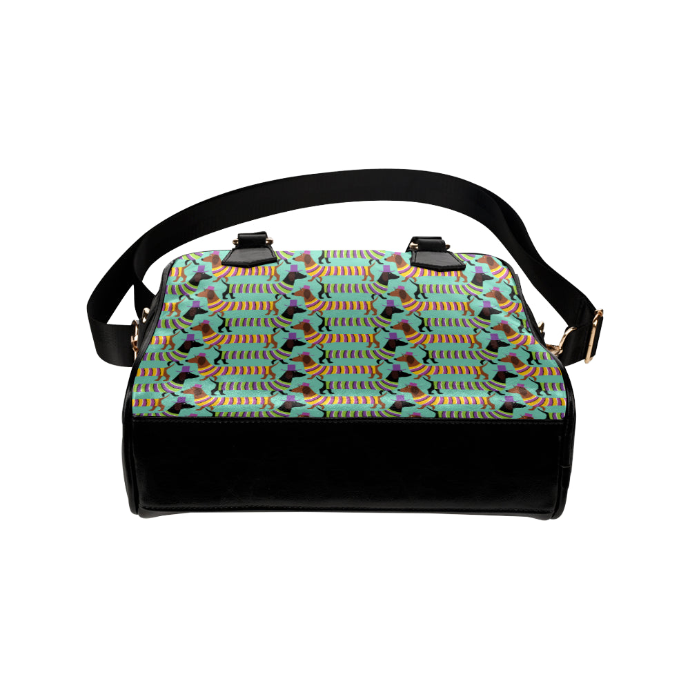Dachshund Pattern Print Design 05 Shoulder Handbag