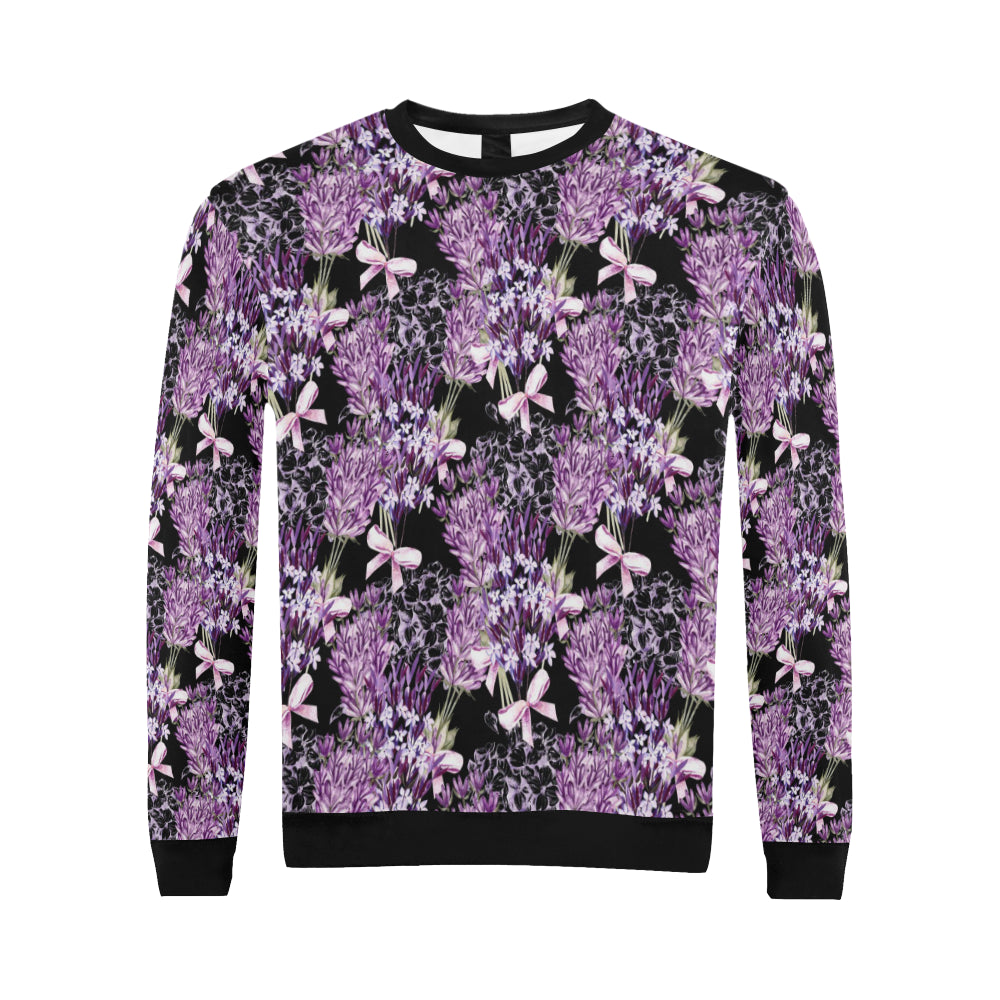 Lavender Pattern Print Design LV06 Men Long Sleeve Sweatshirt