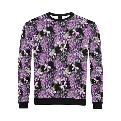 Lavender Pattern Print Design LV06 Men Long Sleeve Sweatshirt