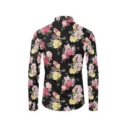 Rose Pattern Print Design RO010 Men's Long Sleeve Shirt