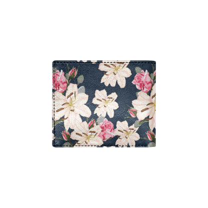 Lily Pattern Print Design LY04 Men's ID Card Wallet