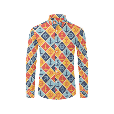 Nautical Pattern Design Themed Print Men's Long Sleeve Shirt