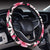 Flower Hawaiian Pink Red  Hibiscus Print Steering Wheel Cover with Elastic Edge