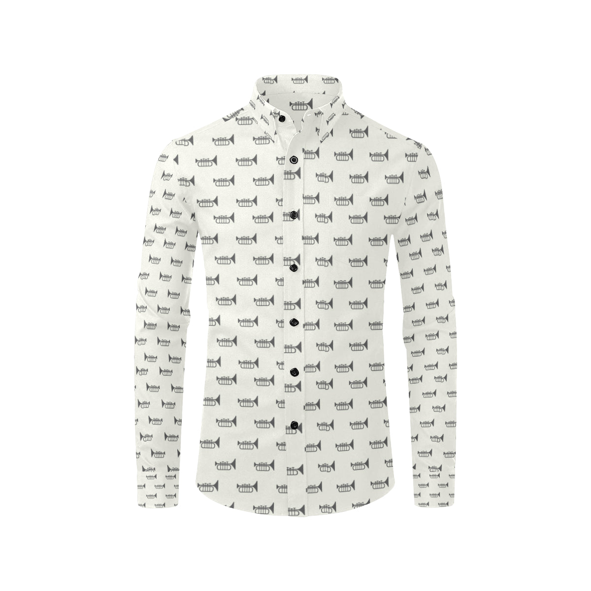 Trumpet Pattern Themed Print Men's Long Sleeve Shirt