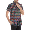 Buddha Head Colorful Print Men's Short Sleeve Button Up Shirt