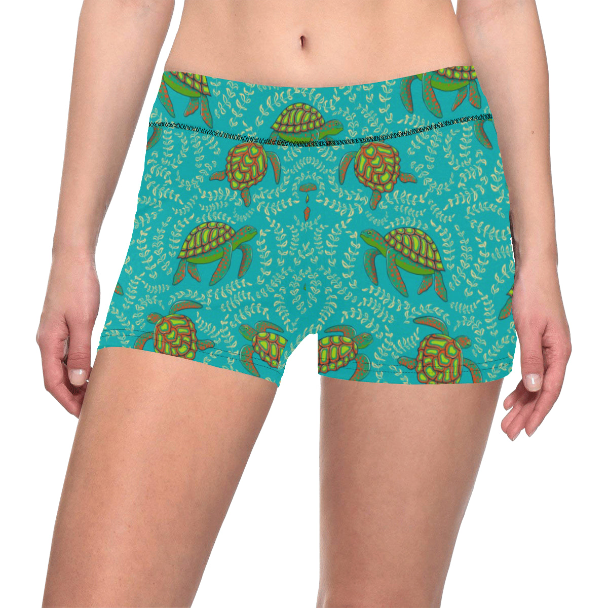 Sea Turtle Pattern Print Design T010 Yoga Shorts