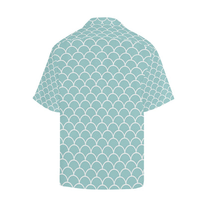 Scales Teal Pattern Print Design 02 Men's Hawaiian Shirt