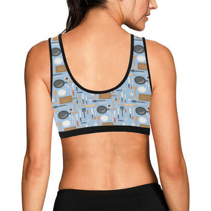 Cooking Kitchen Tools Pattern Print Design 02 Sports Bra
