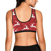 Reindeer Red Pattern Print Design 01 Sports Bra