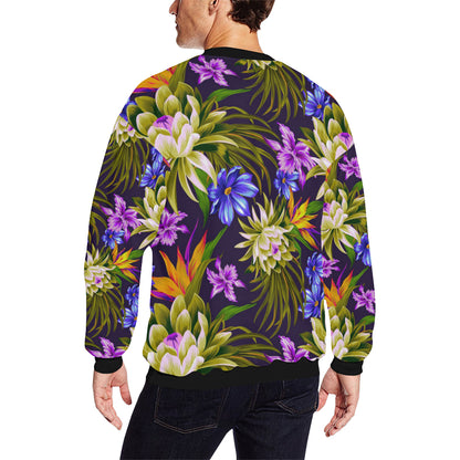 Water Lily Pattern Print Design WL08 Men Long Sleeve Sweatshirt
