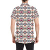 Indian Navajo Art Themed Design Print Men's Short Sleeve Button Up Shirt